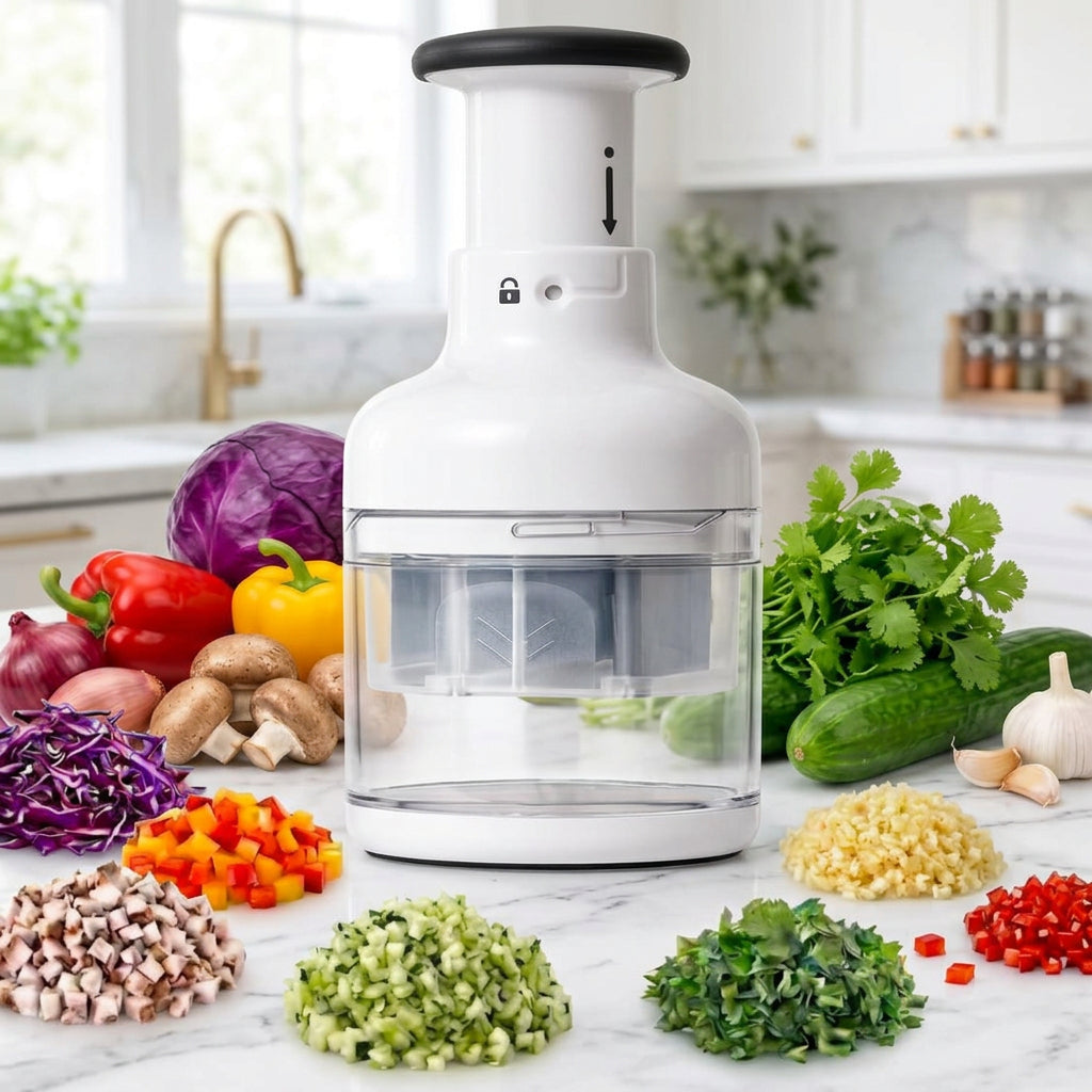 Manual Vegetable, Nut & Garlic Chopper with Container by SmartPursue™
