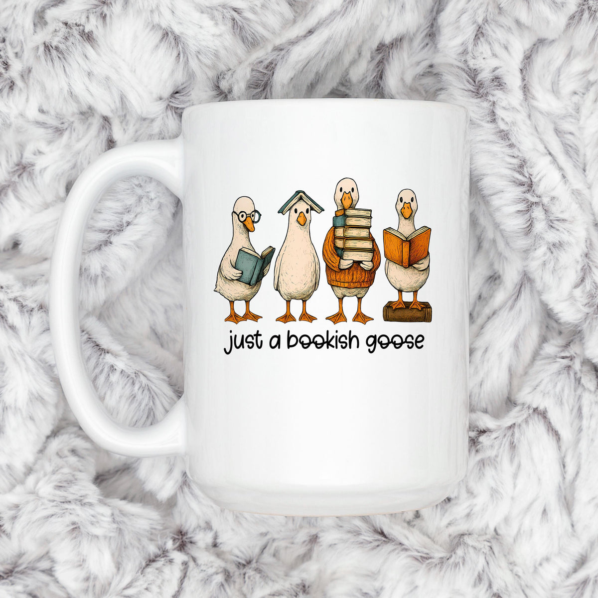 Bookish Goose Coffee Mug - Funny Book Lover Gift | Quirky Ceramic 11 oz or 15 oz by Joyful Moose