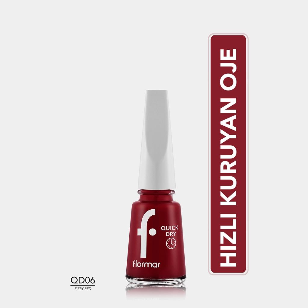Flormar Quick Dry Nail Polish 006 Fiery Red High Pigment by Beauty Care Bag