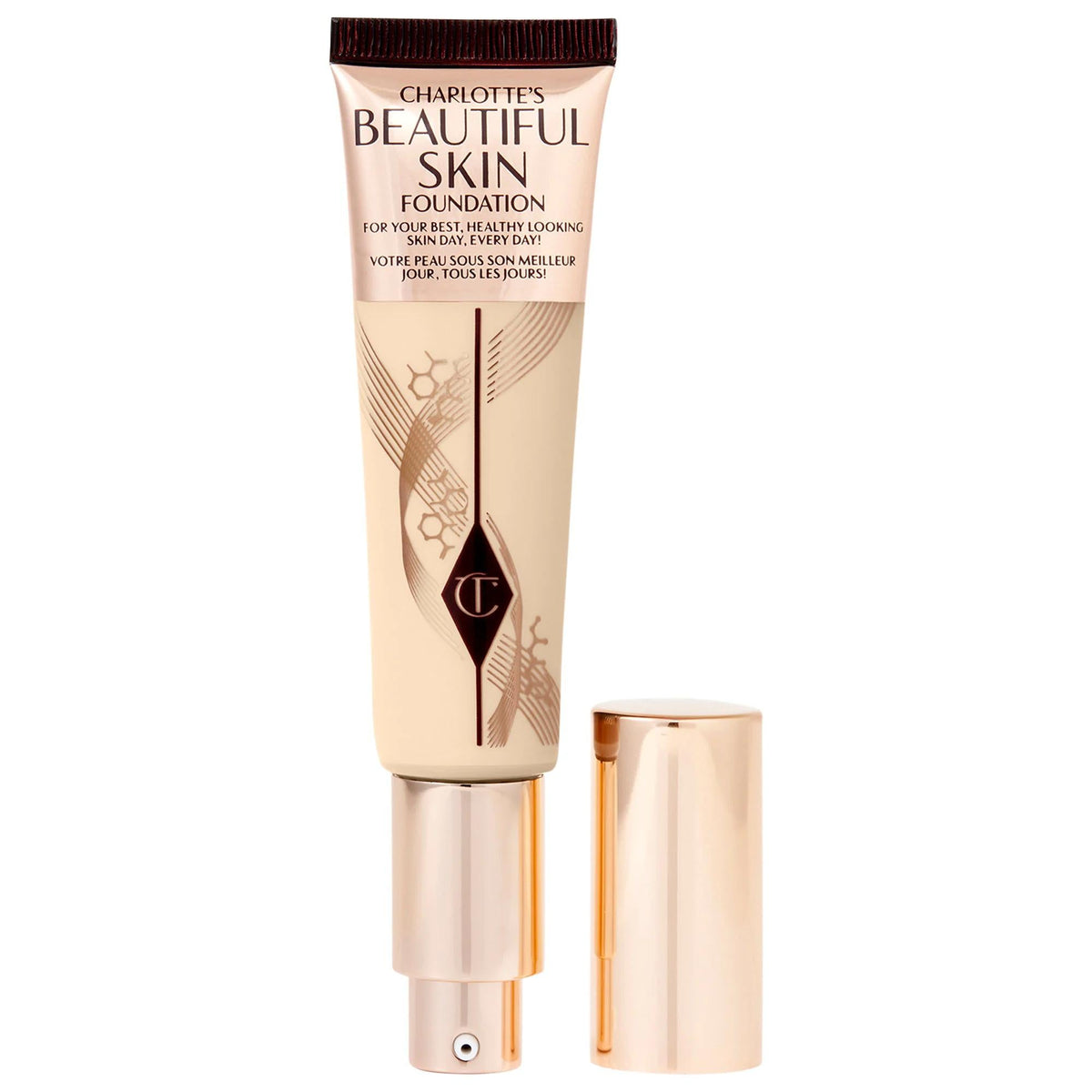 Charlotte Tilbury Beautiful Skin Medium Coverage Liquid Foundation with Hyaluronic Acid - 16 Hour Wear, Vegan & Cruelty-Free by Beauty Care Bag