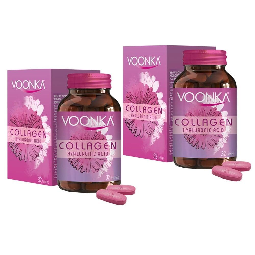 Voonka Collagen Hyaluronic Acid Supplement for Skin Health - 2 Pack of 32 Tablets by Beauty Care Bag