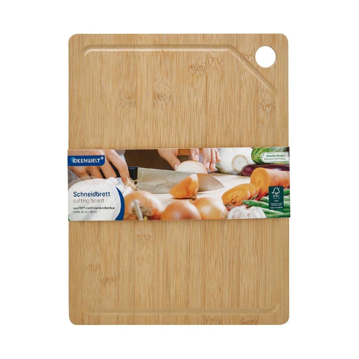 Ideenwelt Bamboo Cutting Board for Kitchen Prep 33x25 cm by Beauty Care Bag