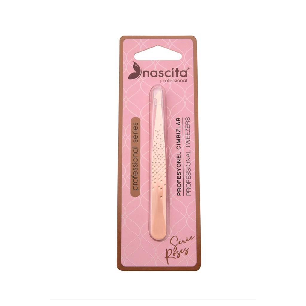Nascita Rose Series 083 Slanted Tweezers for Precise Grooming by Beauty Care Bag