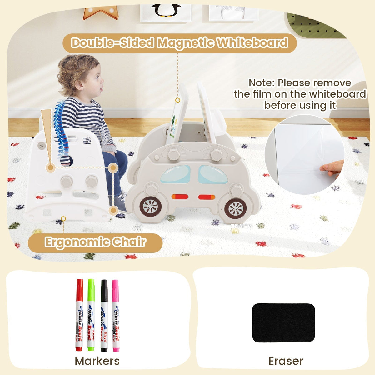 5-in-1 toddler slide and art easel set by GBruno Store, view 14