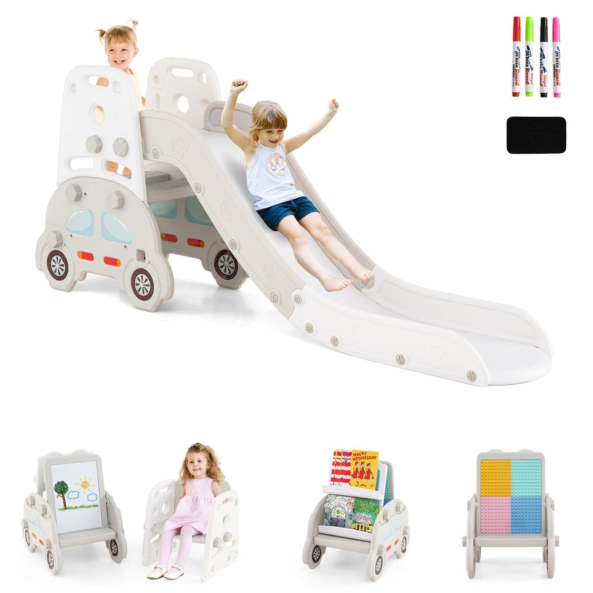 5-in-1 toddler slide and art easel set by GBruno Store, view 8