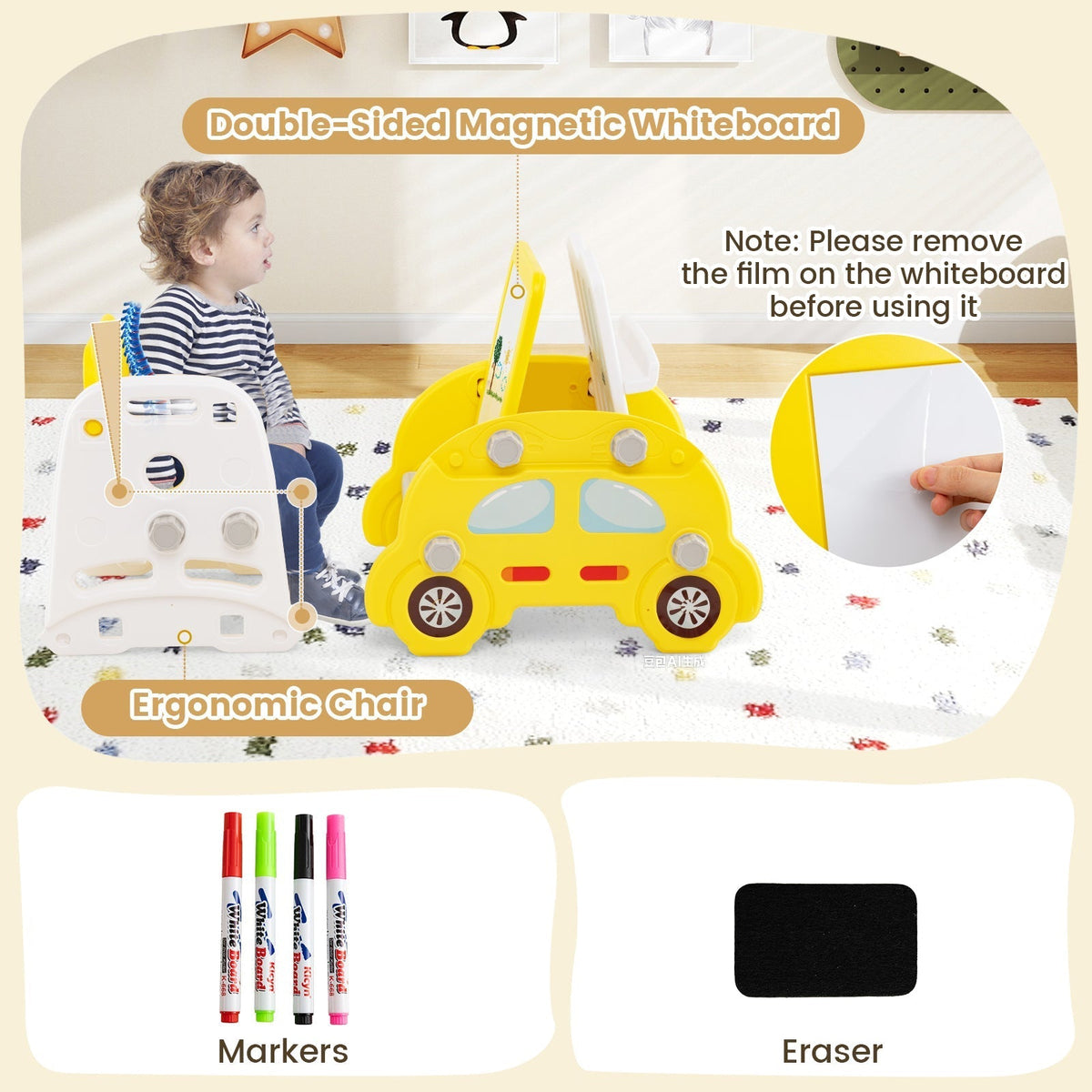 5-in-1 toddler slide and art easel set by GBruno Store, view 13
