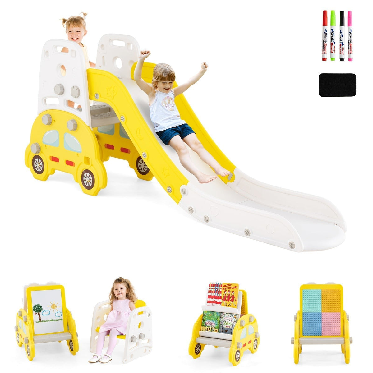 5-in-1 toddler slide and art easel set by GBruno Store, view 7