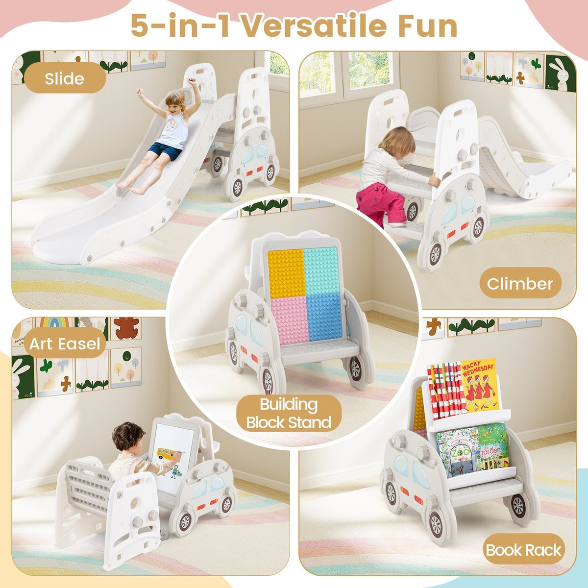 5-in-1 toddler slide and art easel set by GBruno Store, view 12