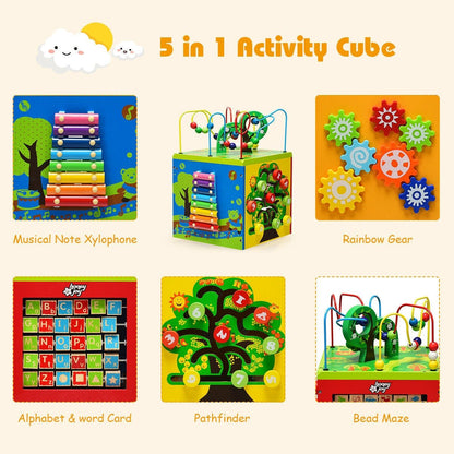 5-in-1 wooden activity cube toy by GBruno Store, view 8