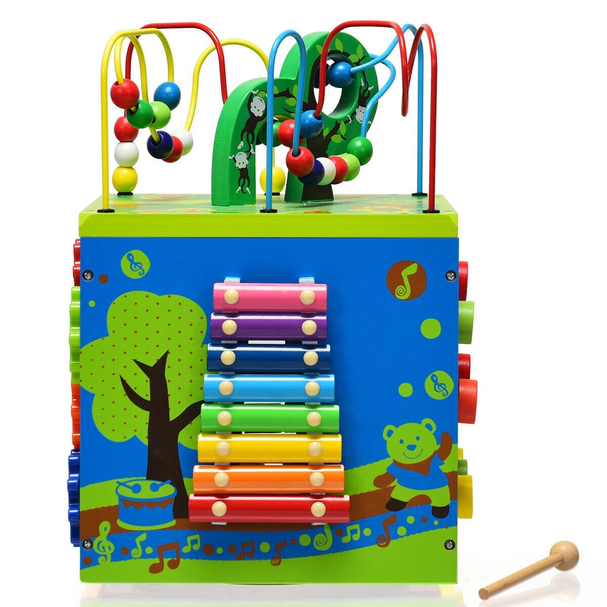 5-in-1 wooden activity cube toy by GBruno Store, view 4