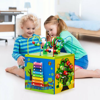 5-in-1 wooden activity cube toy by GBruno Store, view 2