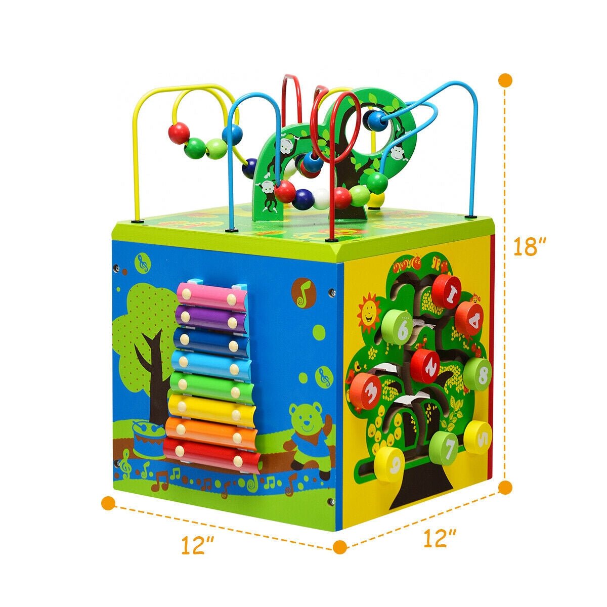 5-in-1 wooden activity cube toy by GBruno Store, view 6
