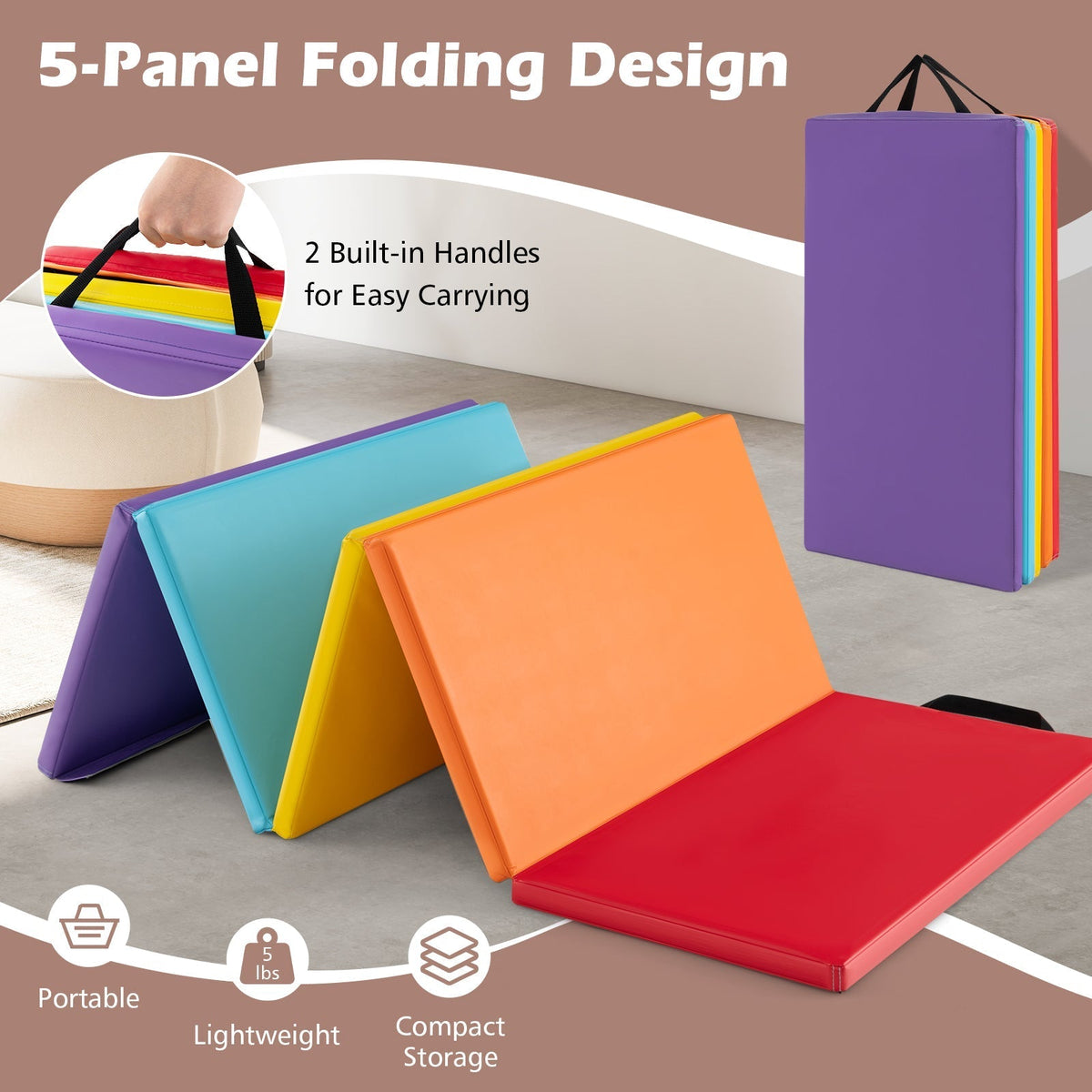 5-panel folding gymnastics mat by GBruno Store, view 8