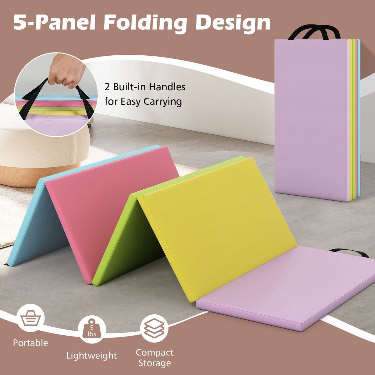5-panel folding gymnastics mat by GBruno Store, view 16