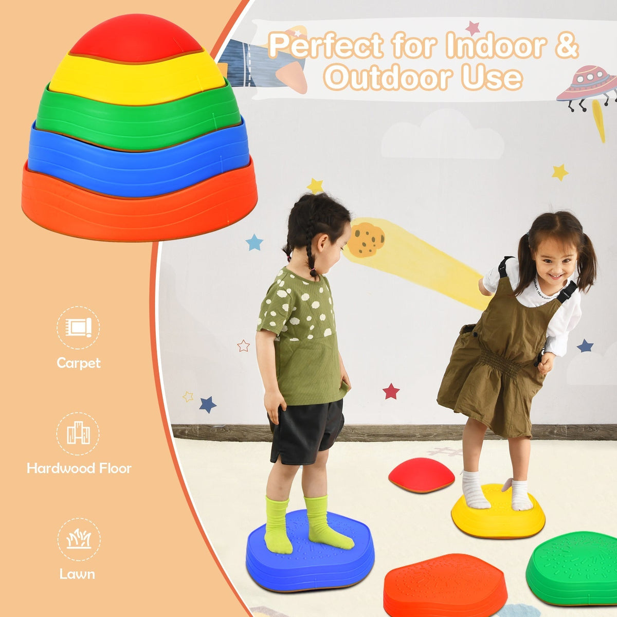 5-piece kids balance stepping stones by GBruno Store, view 2