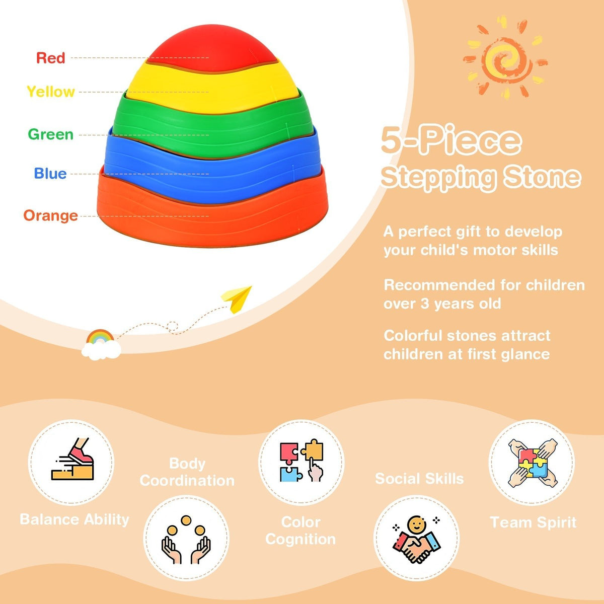 5-piece kids balance stepping stones by GBruno Store, view 8