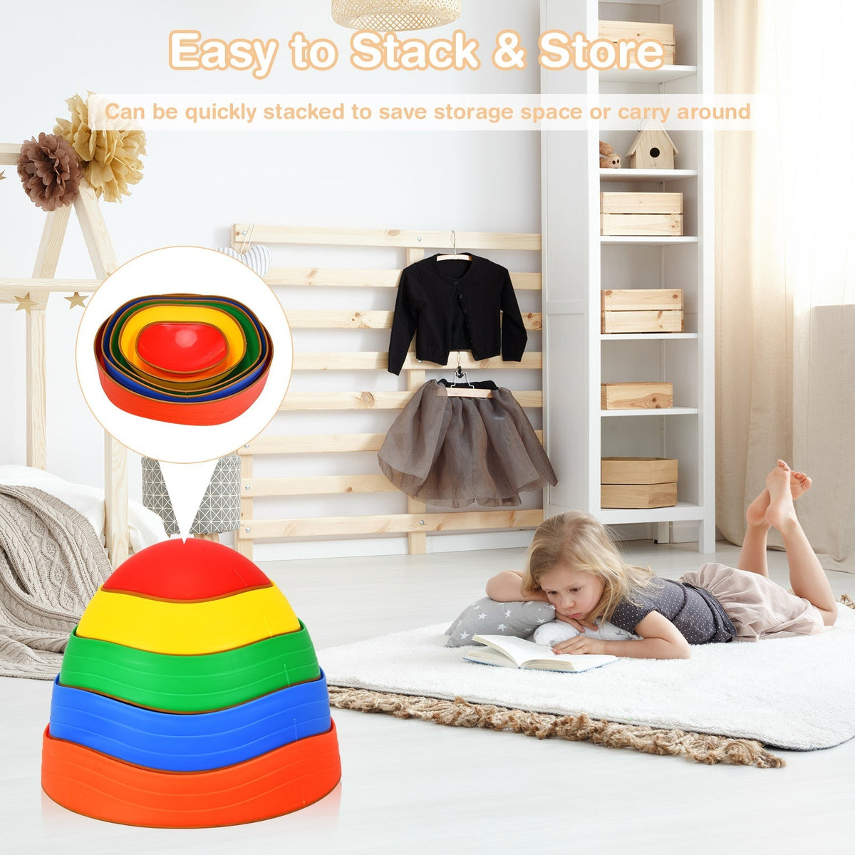 5-piece kids balance stepping stones by GBruno Store