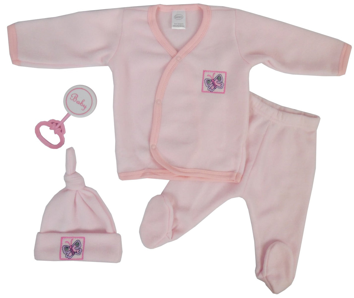 Bambini 4-piece pink fleece newborn set shown open