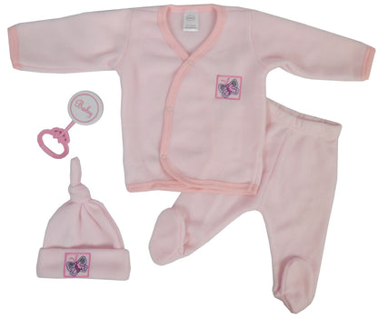 Bambini 4-piece pink fleece newborn set shown open