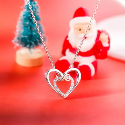 Heart Shape Inlaid Zircon 925 Sterling Silver Necklace for Women by Mauve Tuna