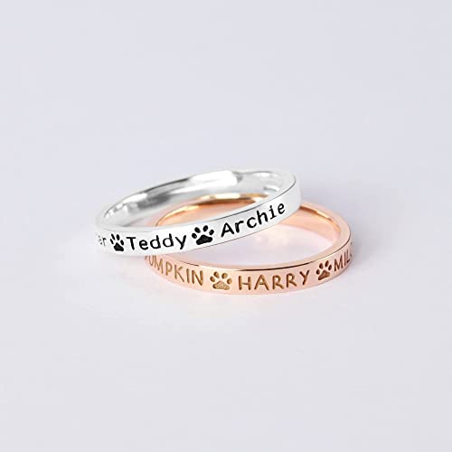 Dog Name Ring, Dog Mom Gift, Memorial Pet Gift, Custom Pet Names Ring by Green Millie