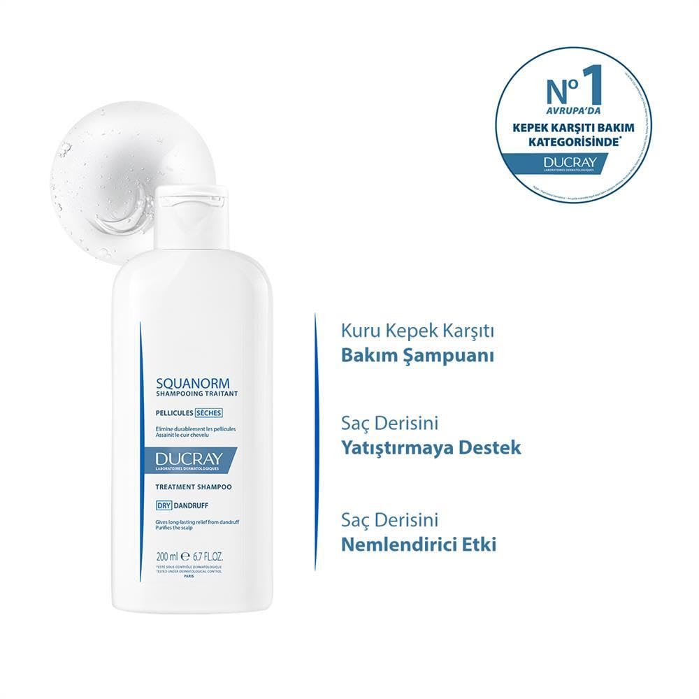 Ducray Squanorm Dry Dandruff Treatment Shampoo - Anti-Dandruff, Moisturizing, 6.76 fl oz by Beauty Care Bag