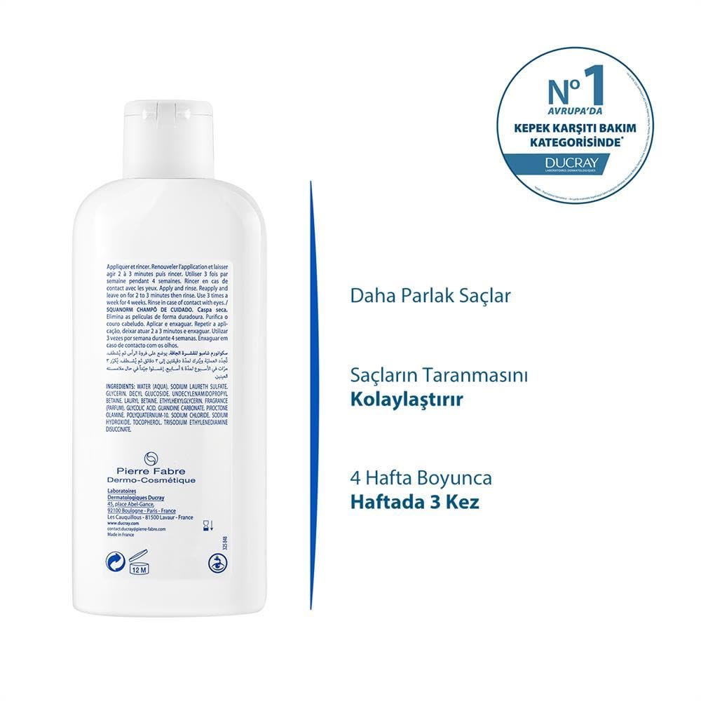 Ducray Squanorm Dry Dandruff Treatment Shampoo - Anti-Dandruff, Moisturizing, 6.76 fl oz by Beauty Care Bag