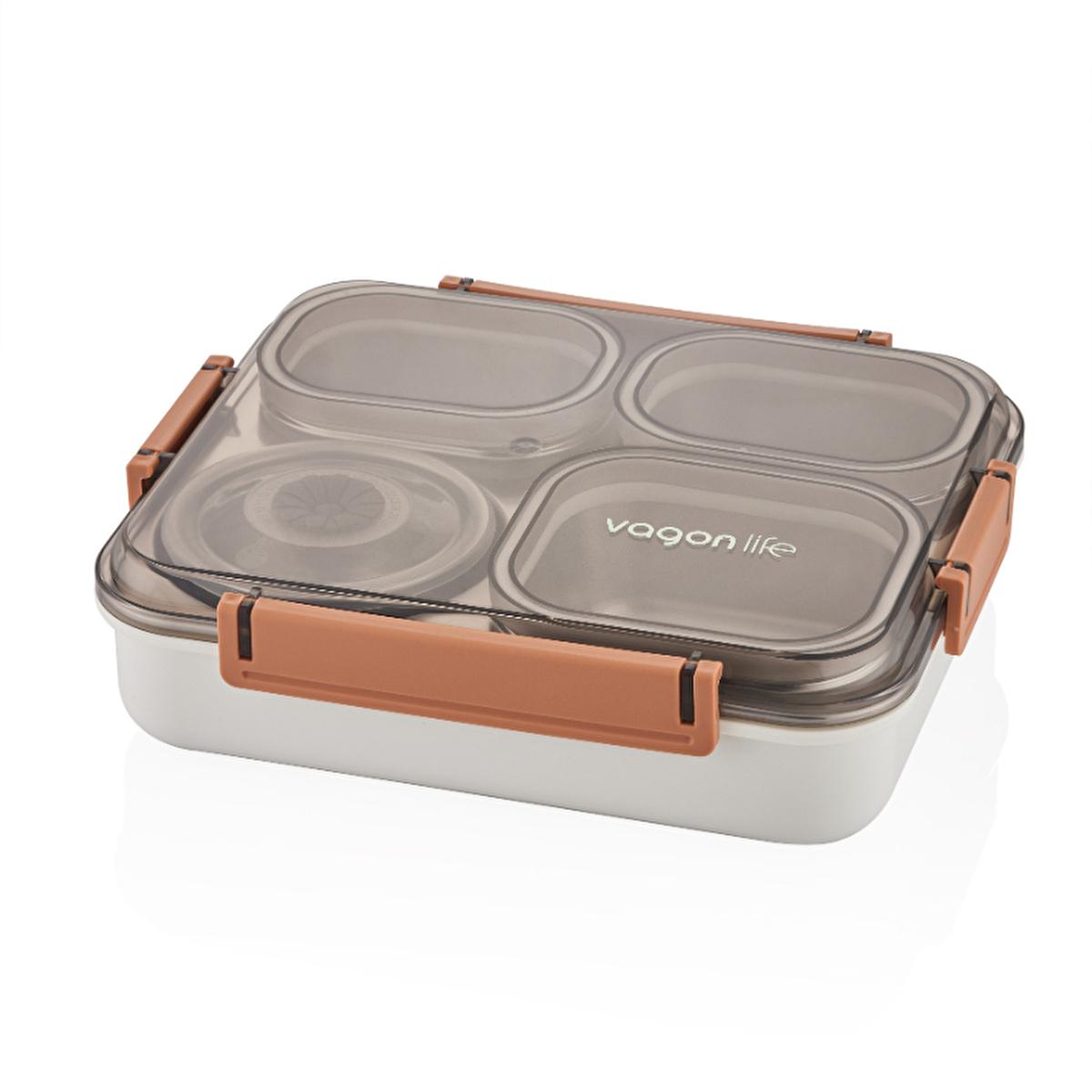 Vagon Life 1200ml Stainless Steel Lunch Box - Leakproof Bento Box with Compartments for Fresh Food Storage, Durable Metal Food Container by Beauty Care Bag