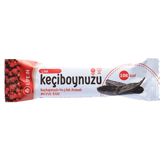 Life In strawberry flavored fruit bar with carob