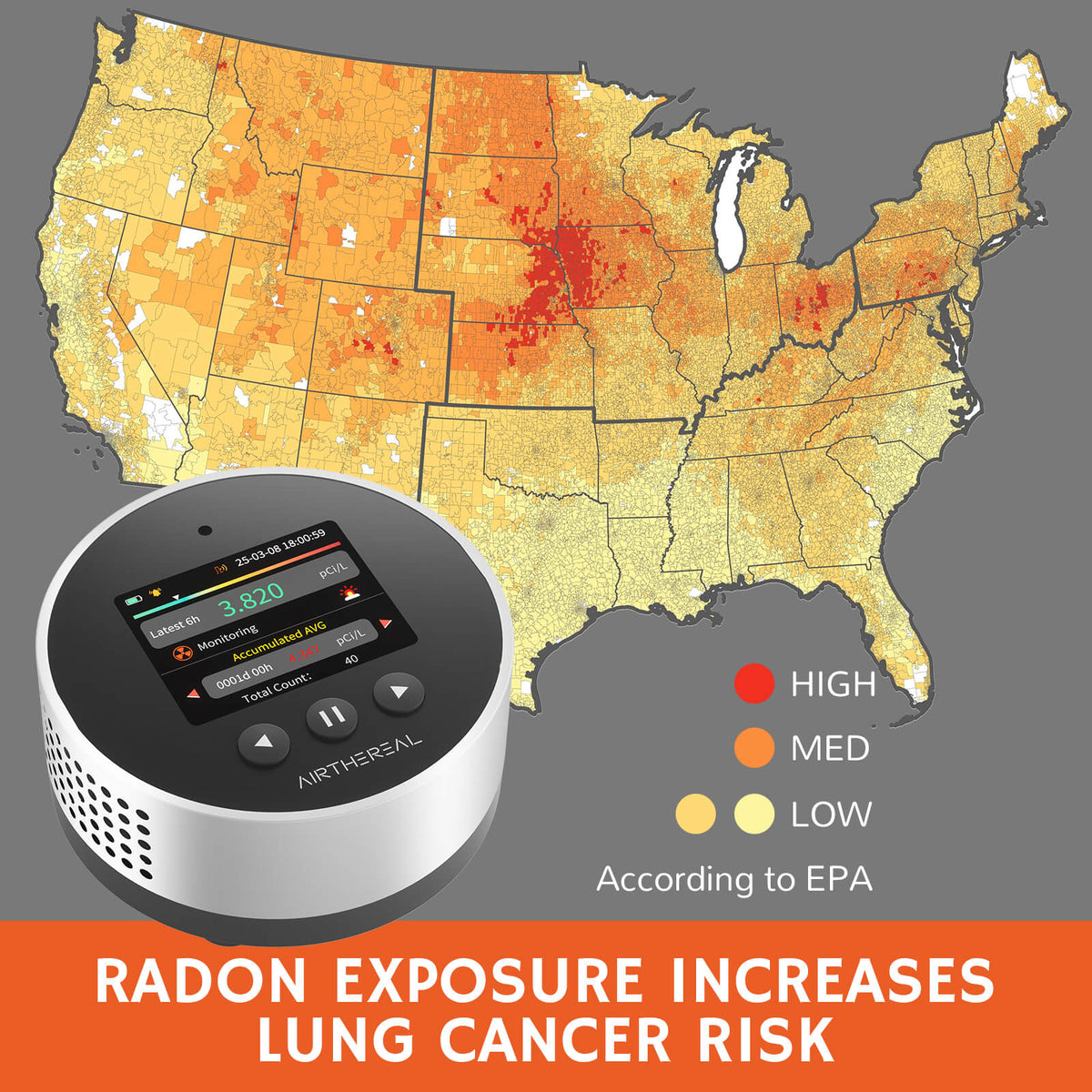 RM-65 Radon Detector for Home Basement by Airthereal