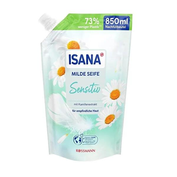 Isana Liquid Hand Soap Refill Sensitive: Gentle Chamomile Cleanser for Sensitive Skin, Vegan & Dermatologically Tested - 28.74 fl oz by Beauty Care Bag