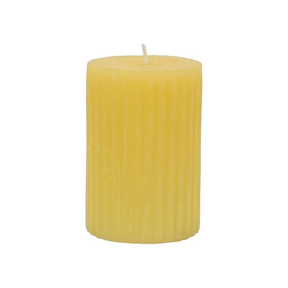 Rubin Licht Rustic Grooved Yellow Candle for Cozy Glow by Beauty Care Bag