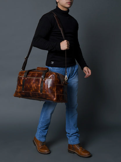 Espresso Elegance Carry on Duffle, Saddle Tan by Classy Leather Bags