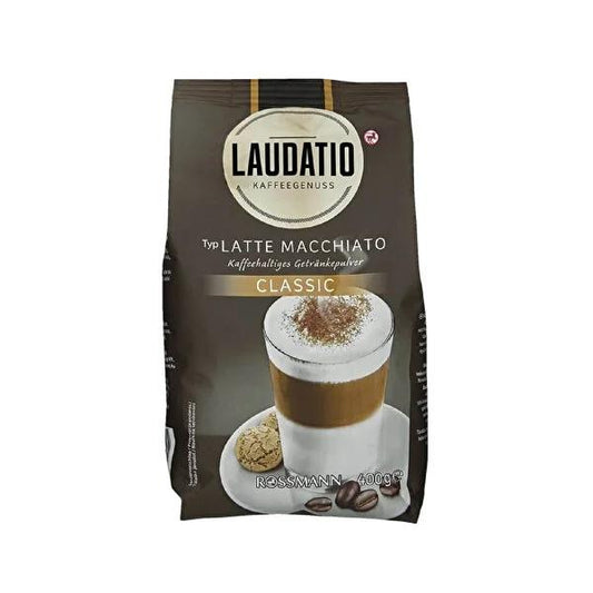 Laudatio Latte Macchiato Coffee Powder: Authentic Italian Flavor, Quick & Easy Preparation, 400g Value Size by Beauty Care Bag