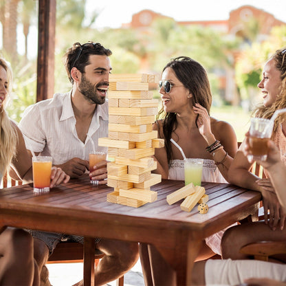 54-piece pine wood tumbling timber tower game with carrying bag by GBruno Store, view 2