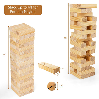 54-piece pine wood tumbling timber tower game with carrying bag by GBruno Store, view 5