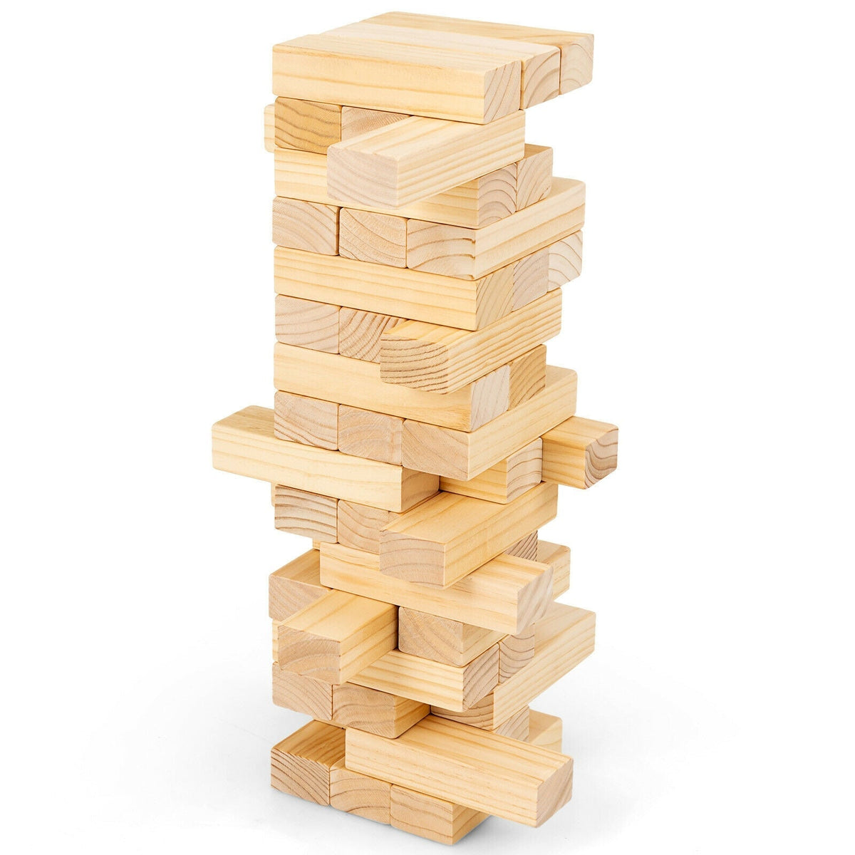 54-piece pine wood tumbling timber tower game with carrying bag by GBruno Store, view 3