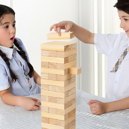54-piece pine wood tumbling timber tower game with carrying bag by GBruno Store, view 6