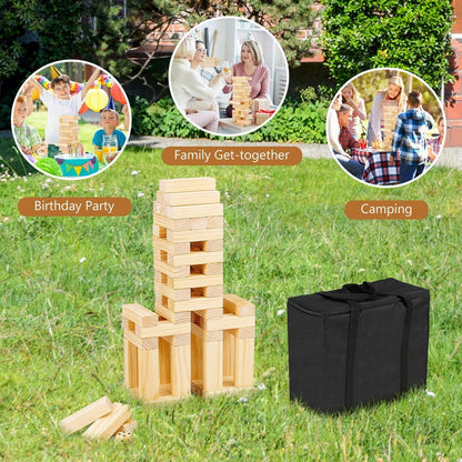 Tumbling timber stacking game with 54 pine blocks, dice and bag by GBruno Store, view 7