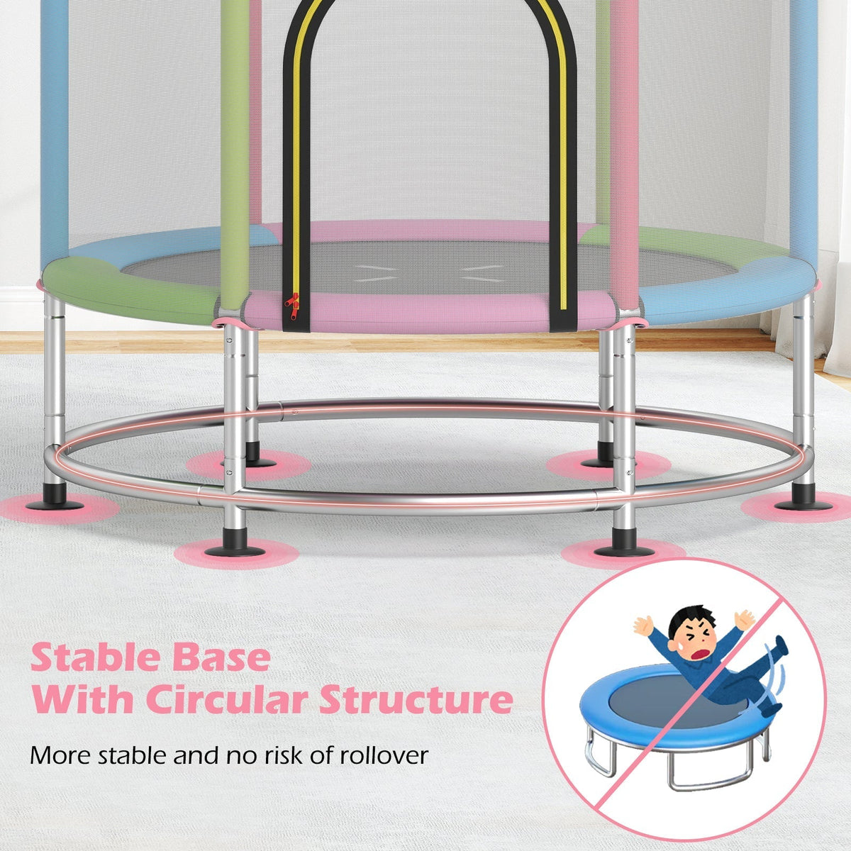 55-inch kids trampoline with enclosure net and gym bar by GBruno Store, view 18