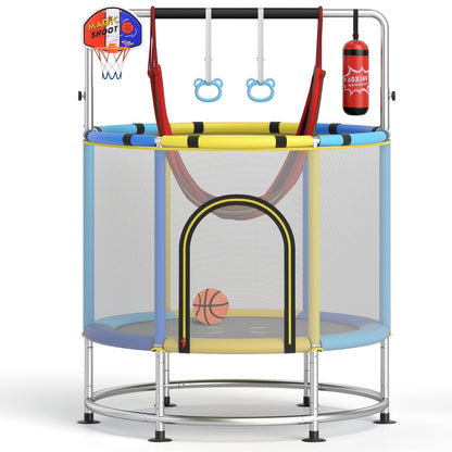 55-inch kids trampoline with enclosure net and gym bar by GBruno Store, view 8