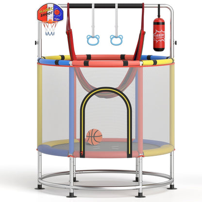 55-inch kids trampoline with enclosure net and gym bar by GBruno Store, view 6
