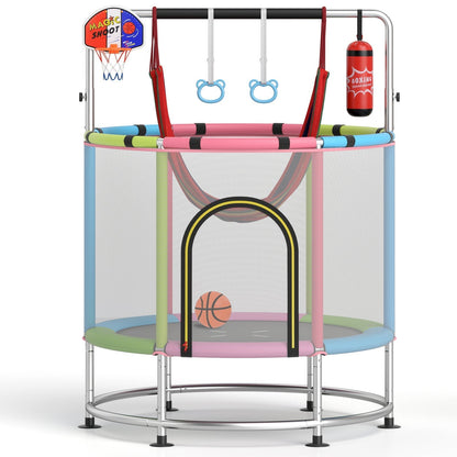 55-inch kids trampoline with enclosure net and gym bar by GBruno Store, view 7