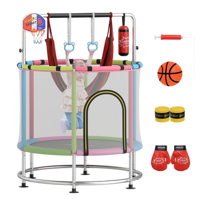 55-inch kids trampoline with enclosure net and gym bar by GBruno Store, view 2