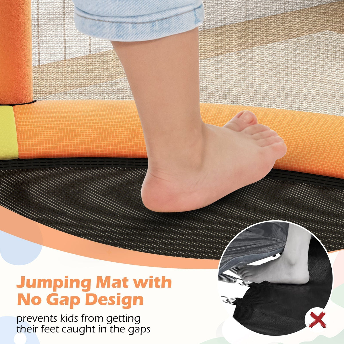 55-inch kids trampoline with enclosure net and gym bar by GBruno Store, view 23