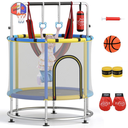 55-inch kids trampoline with enclosure net and gym bar by GBruno Store, view 4