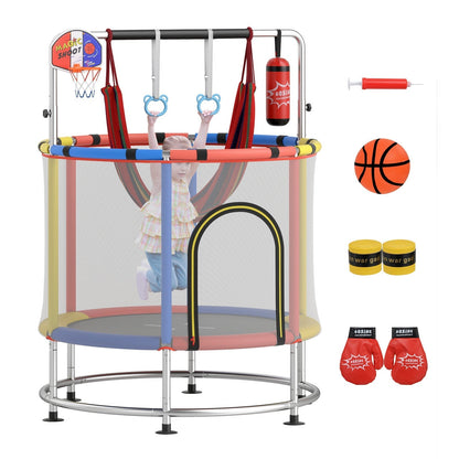 55-inch kids trampoline with enclosure net and gym bar by GBruno Store, view 3