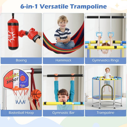 55-inch kids trampoline with enclosure net and gym bar by GBruno Store, view 16