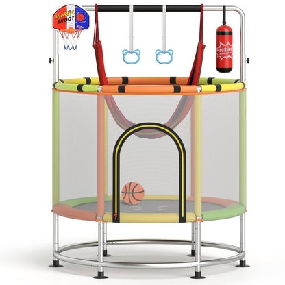 55-inch kids trampoline with enclosure net and gym bar by GBruno Store, view 5
