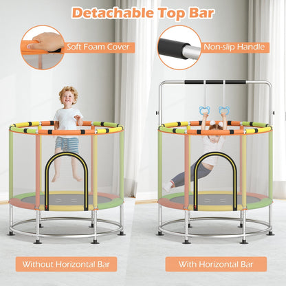 55-inch kids trampoline with enclosure net and gym bar by GBruno Store, view 29